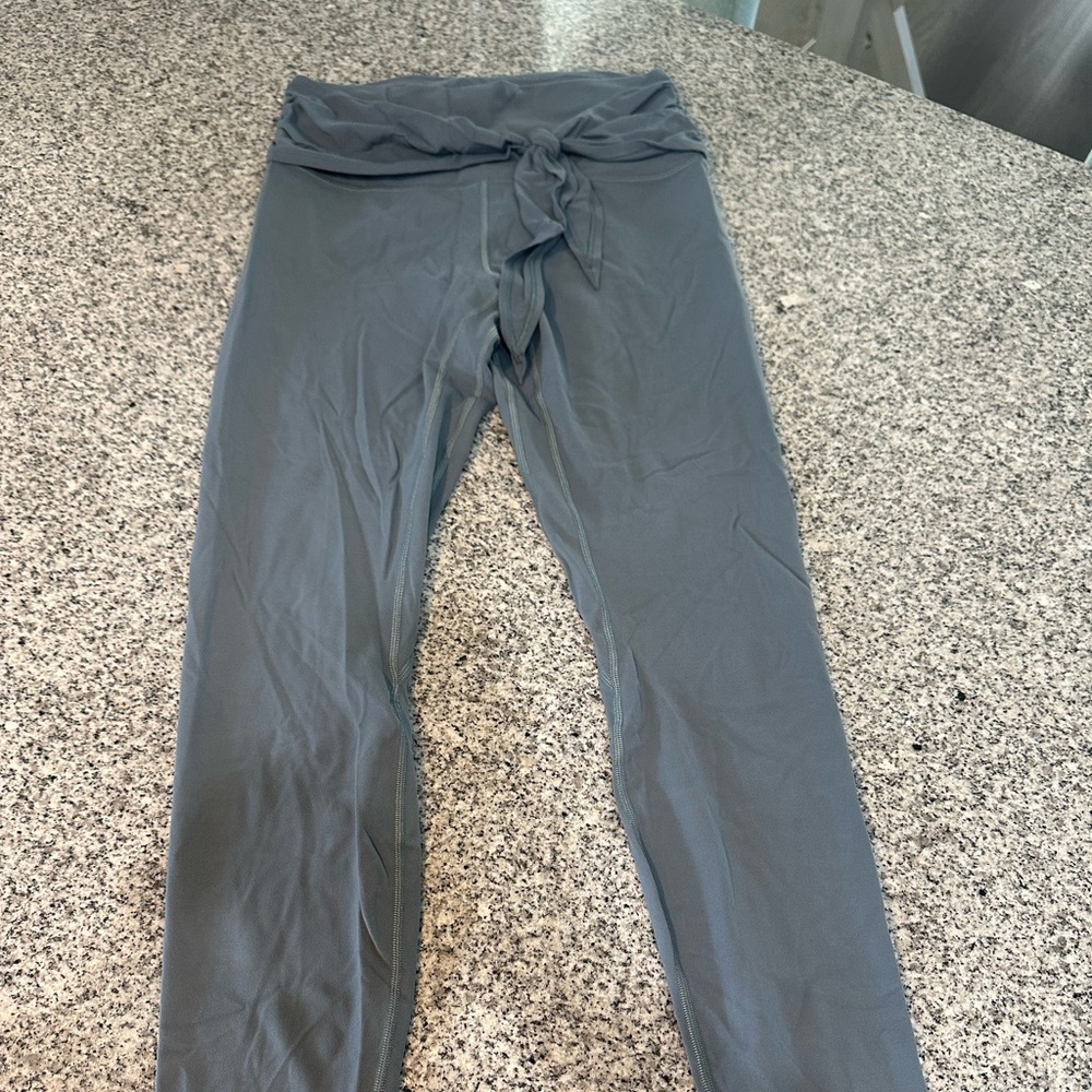 Blue/Gray Tie Front Leggings